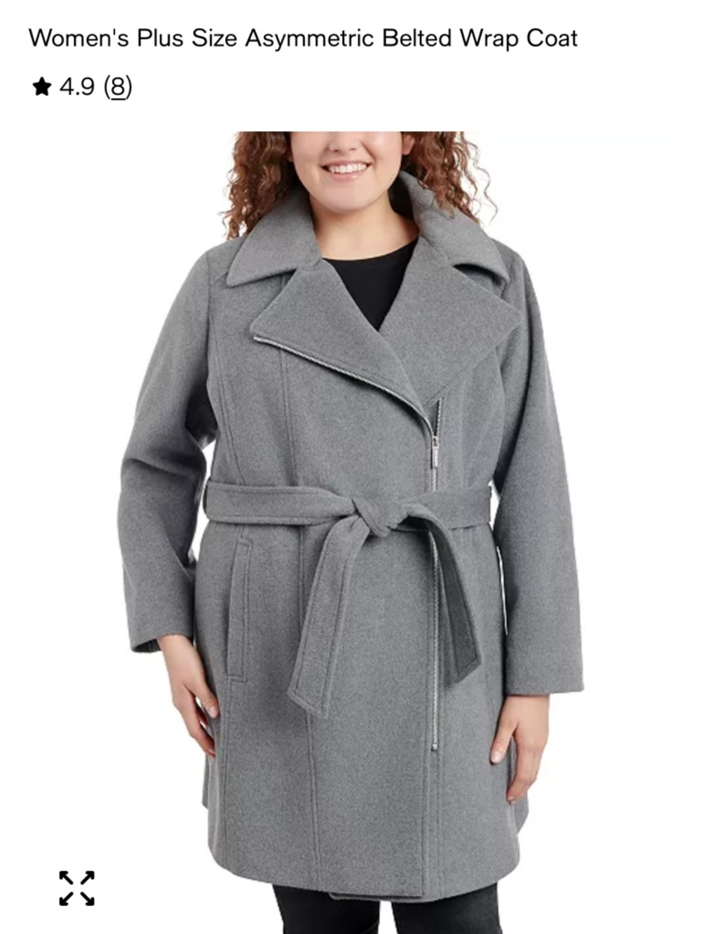 Michael Kors Women's Plus Size Asymmetric Belted Wrap Coat Sz 0X Grey Wool Blend